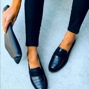 Black Snake Leather Loafers
